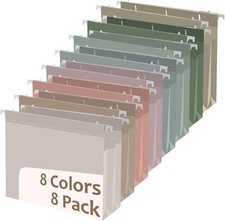 8Pack Plastic 4" Expanding Extra Capacity Hanging File Folder Heavy Duty Letter