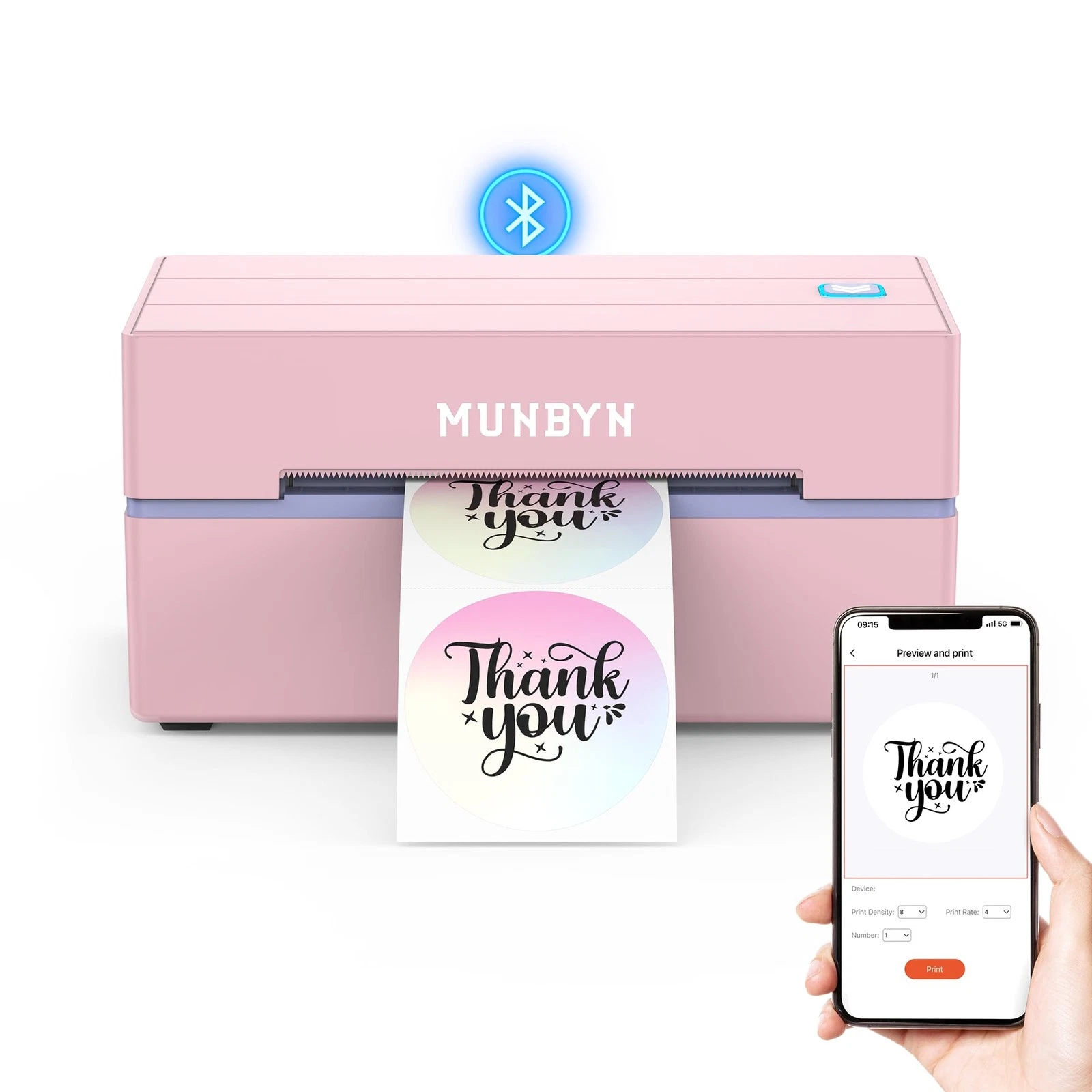 MUNBYN 130B Bluetooth Thermal Label Printer, Wireless 4x6 Shipping Label Printer image 1