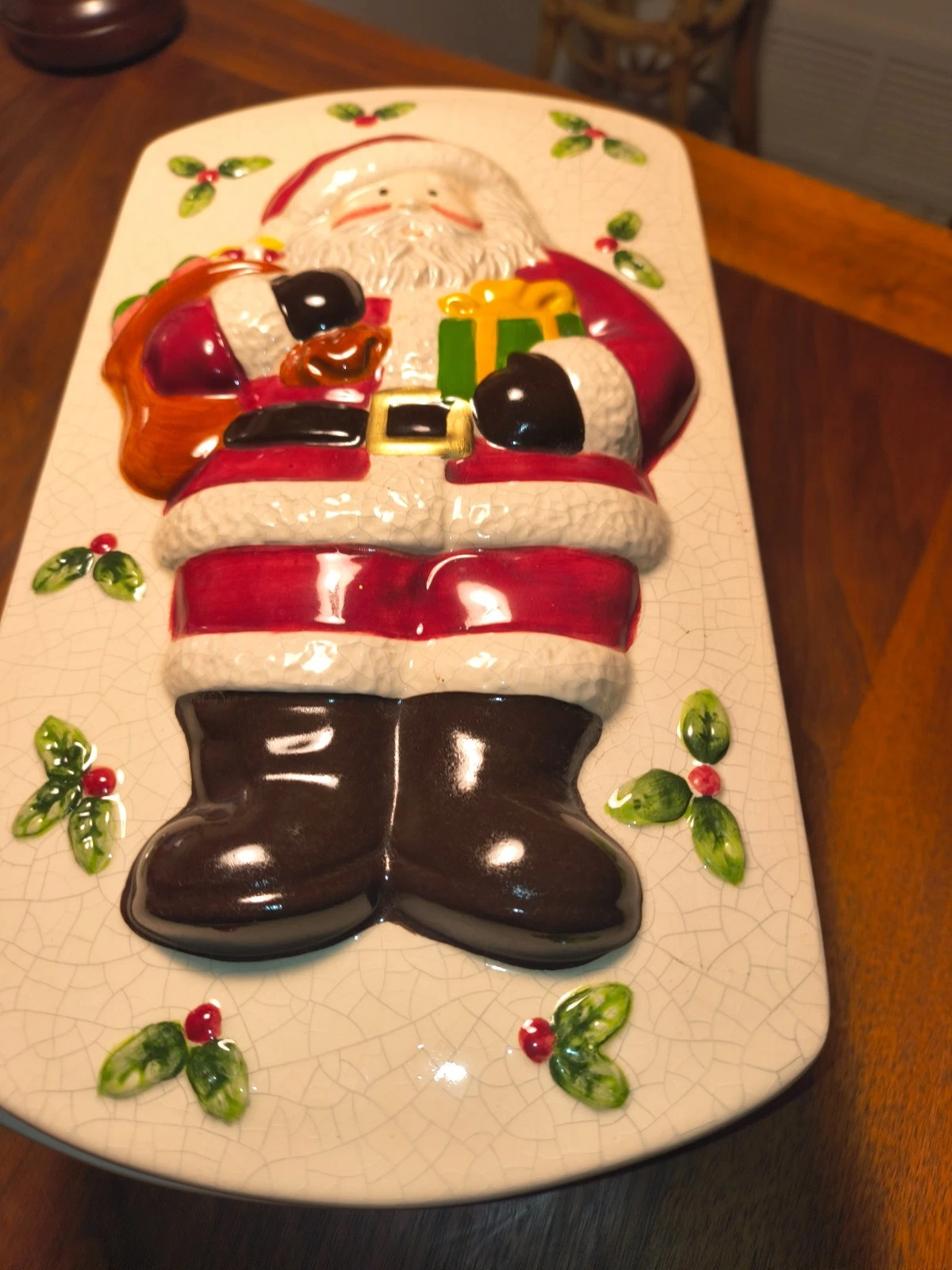 Debco Ceramic Santa Clause W/Bag of Gifts Baking Pan 1990s