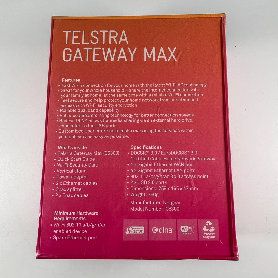 Telstra Gateway Max Netgear C6300BD-1TLAUS WiFi AC Router Modem New Sealed - Image 3 of 4