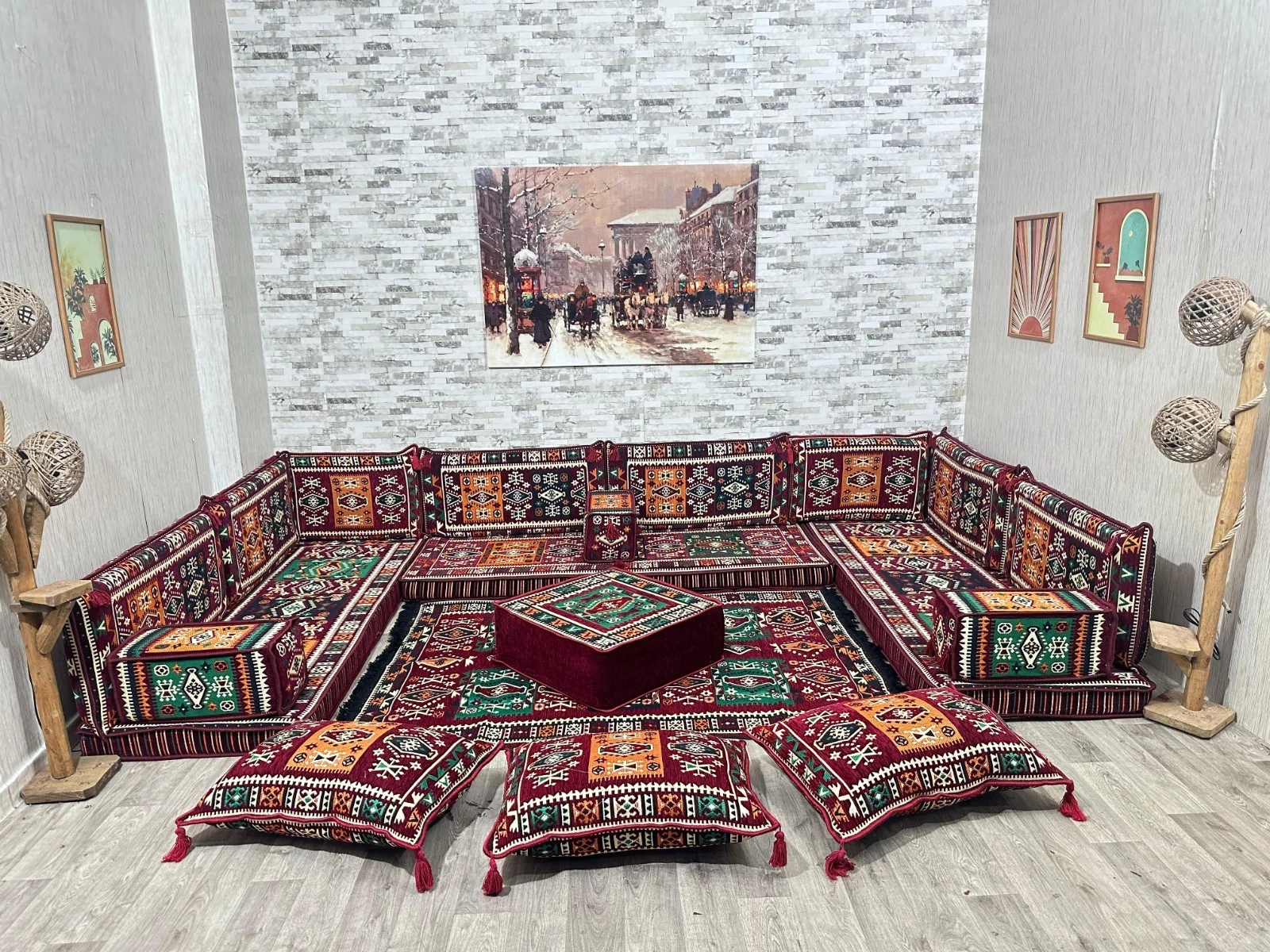 Arabic Corner Majlis, Oriental Seating Area, Oriental Sofa, Seat Cushion