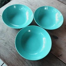 Set Of 3 Texas Ware Melamine Bowls 5.5" Aqua MCM Vintage G-12