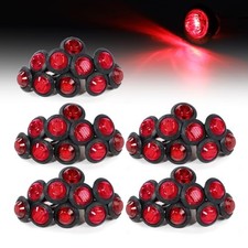 Pack of 50 3/4 Inch Mini Round Mount Side Marker Signal Lights LED for Red