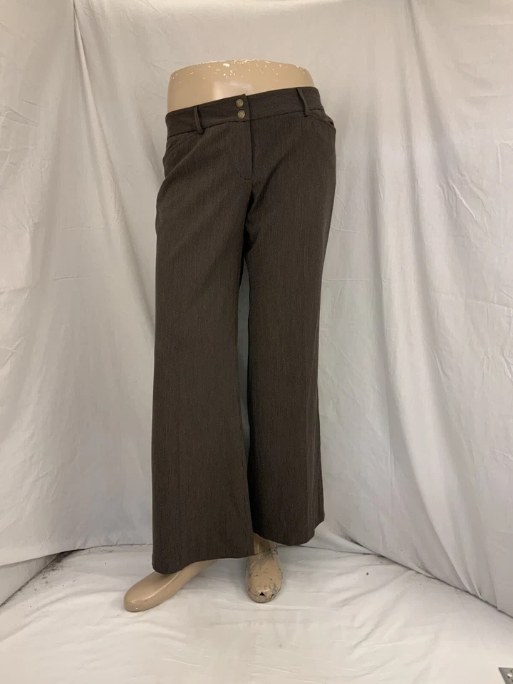 Pantalones Michael Kors 8 Marrón Rayas Frente Plano Pierna Ancha Mezcla Poli YGI Y1-75 Foto 2 de 4