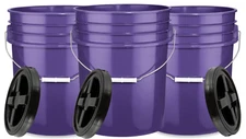 5 Gallon Bucket pail with Screw on Air tight Lid- Food Grade BPA Free ( 3 Pack)