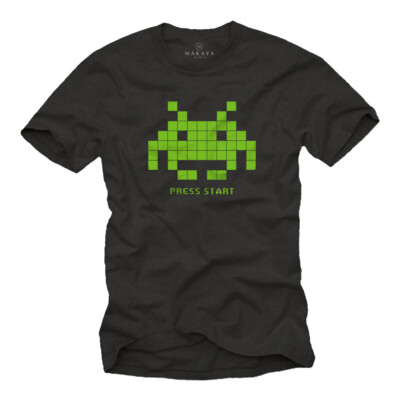 Herren T-Shirt schwarz - Invader Nerd Gamer Space Motiv Computer Geschenke Jungs