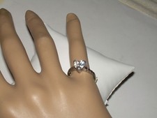 Sterling Silver CZ Heart Ring - Vintage - Size 6.5 - Marked 925