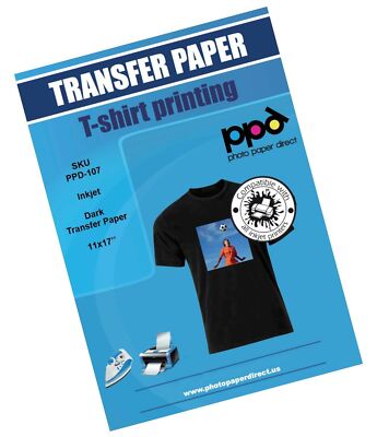 Ppd Inkjet Iron On Dark T Shirt Transfers Paper 11x17 Pack Of 10 Sheets Ppd Ebay