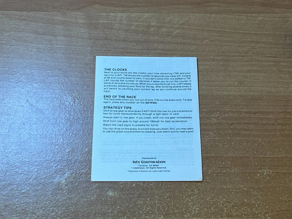 Intellivision BRAND NEW Manual : Pole Position - Image 3 of 3