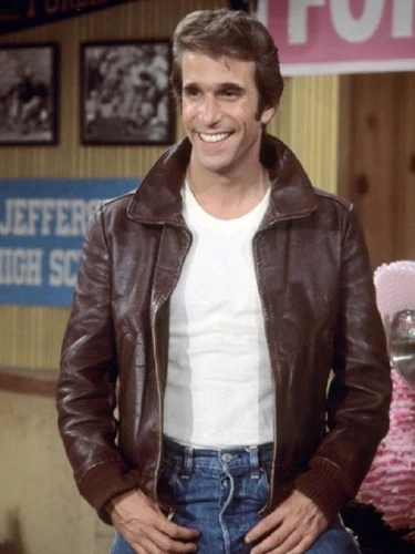 Happy Days Henry Winkler Fonzie Bomber Leather Jacket - product listing photo