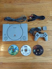 PS1 SCPH-9001 Bundle W/1 Controller, Cords, 3 Games Busido Blade, Hexen Etc