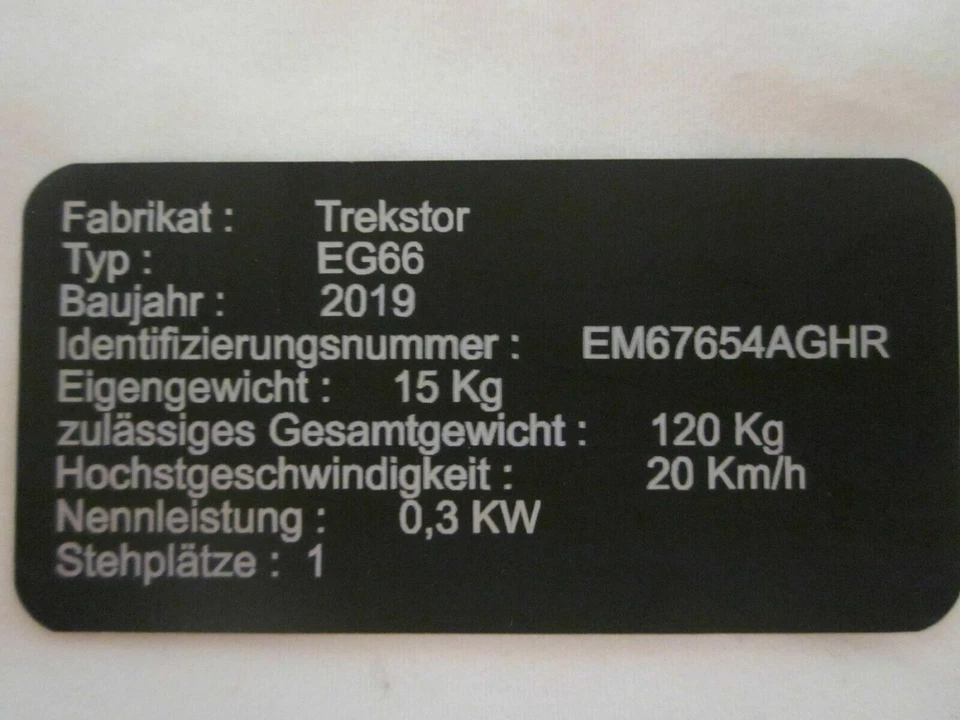 MARKENLOS Typenschild Anhänger 60 X 30 gelasert E- Scooter E - Roller ALU Selbstklebend