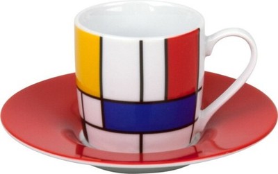 Könitz Porzellan Espresso Tasse&Untertasse Hommage Mondrian Large Elements  85ml