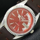 JAPAN VINTAGE REFURBISHED SEIKO 5 AUTOMATIC 6309A MENS RED DIAL WATCH a440827-1