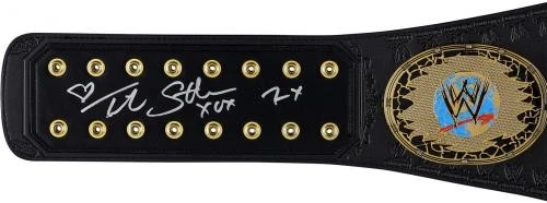 Cinturón de título réplica Trish Stratus WWE firmado campeonato femenino era Attitude Foto 4 de 4