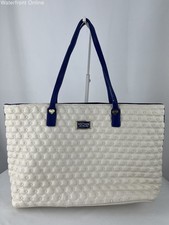 Betsey Johnson Tote Bag Purse Quilted White Magnetic Key Ring Inner Slip Pockets