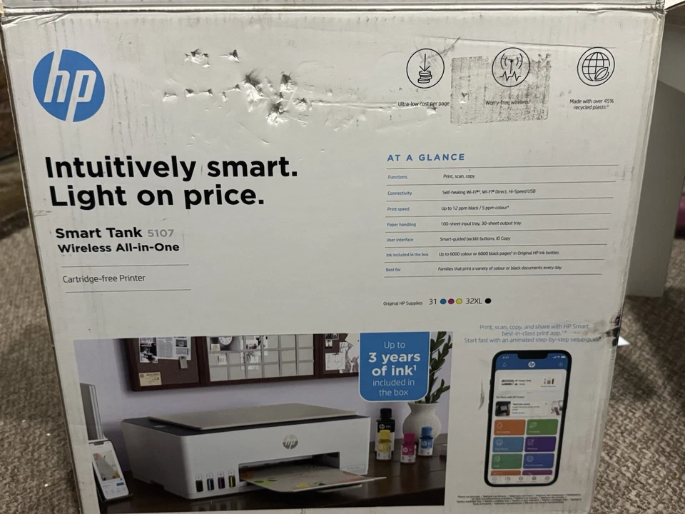 HP Smart Tank 5107 WLAN All-in-One Drucker mit vollen Tintentanks