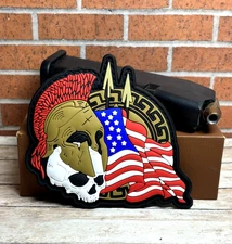 Tactical PVC Patch - Morale Skull Spartan Flag Patch - Skull Punisher Patch