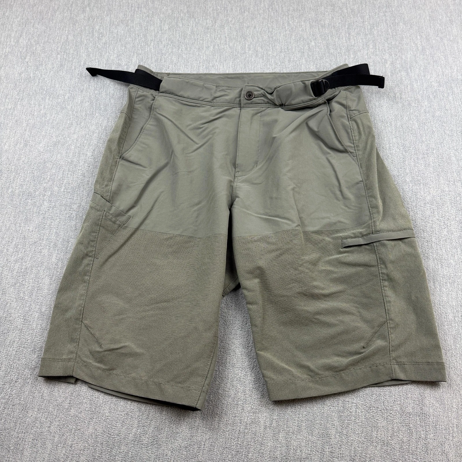 REI Co-op Shorts Mens 34 Green Hiking Cargo Belted Performance Outdoors Utility