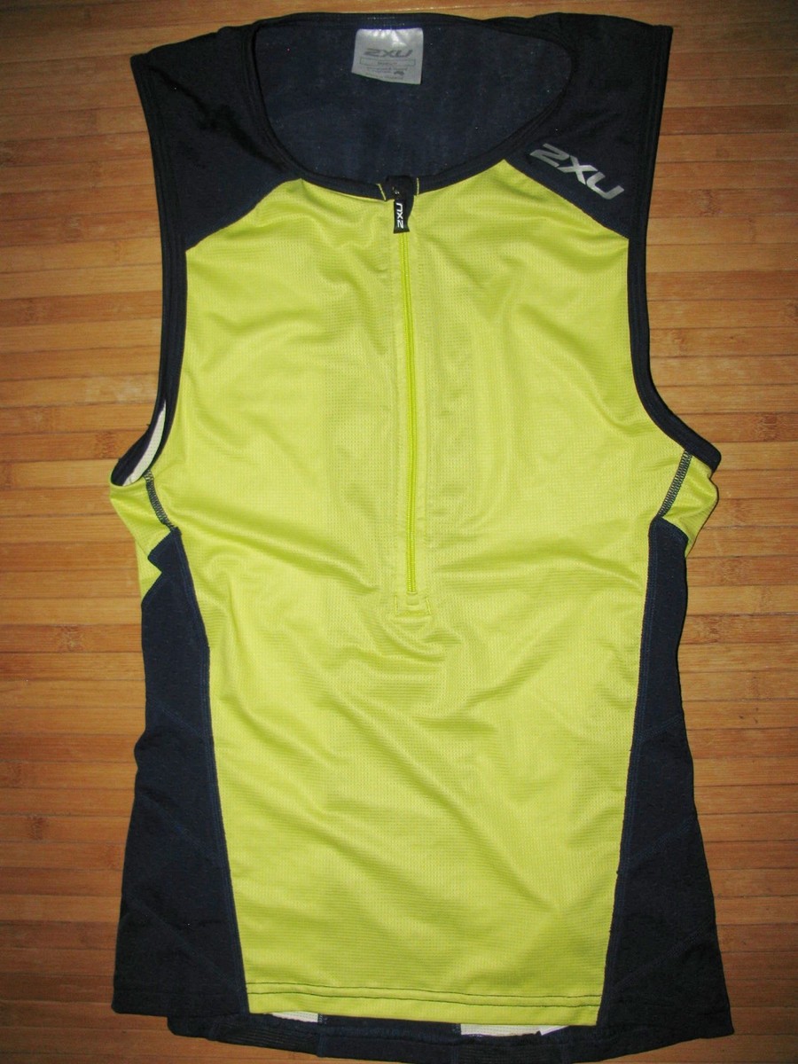 2XU Triathlon JERSEY Tri Shirt Size MEDIUM Zipper Front NAVY BLUE