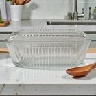 Vtg Pasabahce Clear Ribbed Turkish Depression Glass Butter/Refrigerator Dish Lid