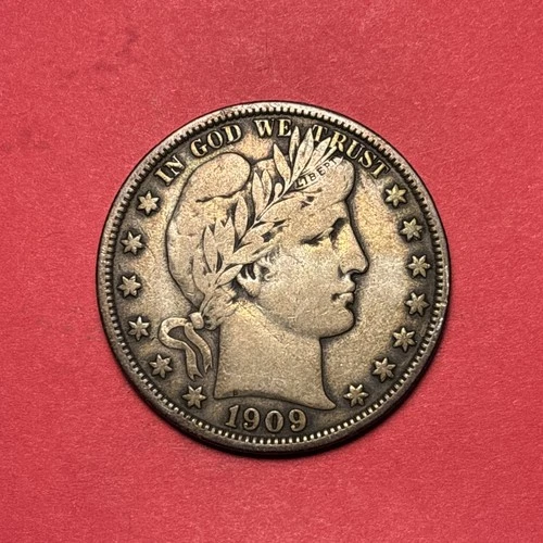 (1) Beautiful Toned Antique 1909-P Barber Half Dollar VF-VERY FINE