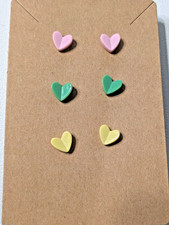 Valentines Day Multipack Post Earrings 3 pair Pastel Pink, Yellow, Green Acrylic