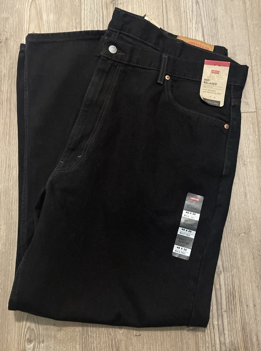 Levis Men's 550 Relaxed Black Denim Jeans 5-Pocket Size 46W x 32L