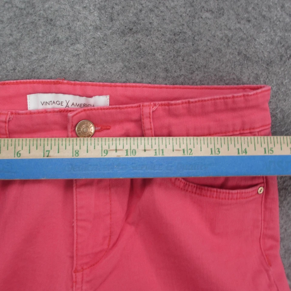 Vintage America Jeans Womens 8/29 Pink Weekend Crop Stretch Skinny Pants Denim - Image 3 of 4