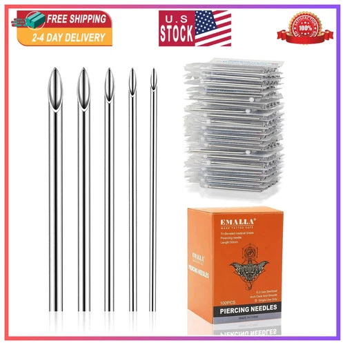 100pcs Mixed Piercing Needles 12G-20G 316L Stainless Steel Hollow Tri-Bevel Tips - product listing photo