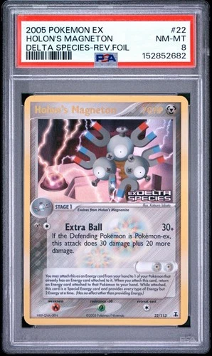 2005 Pokemon Ex Delta Species #22/113 Holon's Magneton Reverse Holo Foil PSA 8