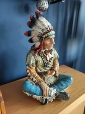 Native American Indian Figurine. 9" Tall.