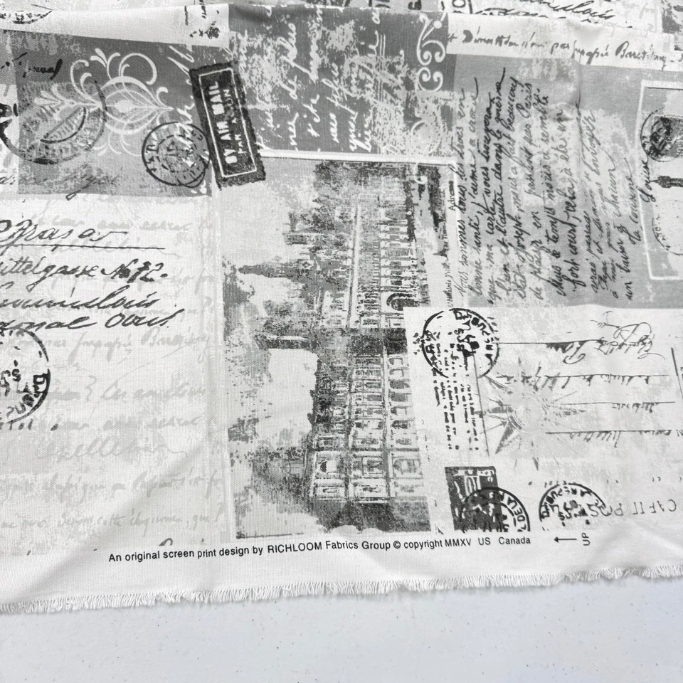 richloom upholstery fabric travel stamps gray 36x55 1 yard - Image 3 of 4