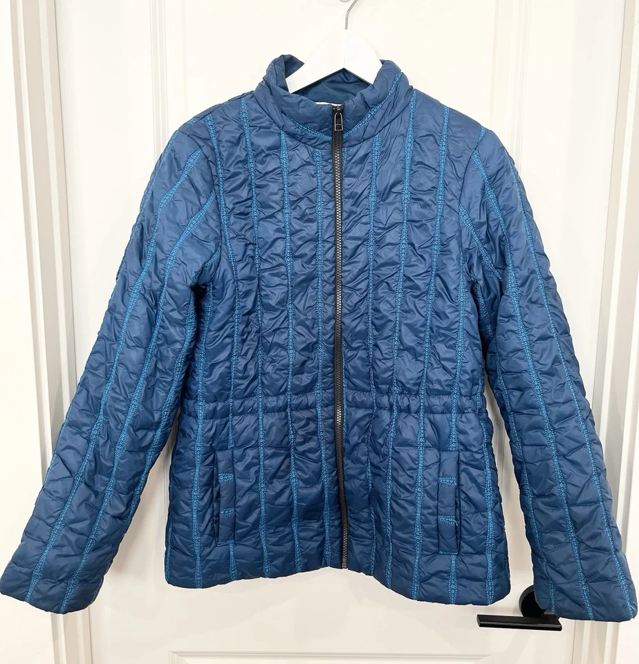 Cabi Poseidon Blue Full Zip Nylon Lined Winter Quilted Puffer Jacket Women’s M - Image 2 of 4