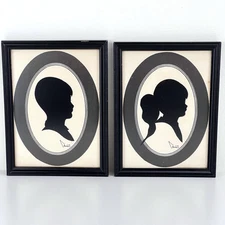Vintage Silhouette Cut Outs FramesArt Boy And Girl Portraits