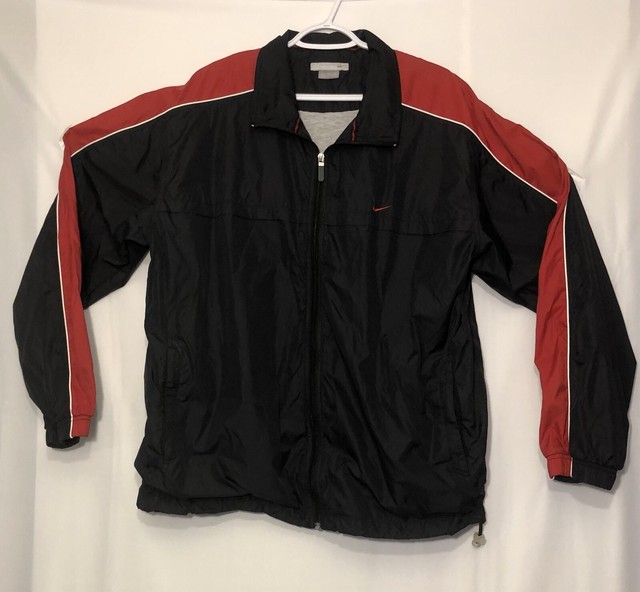 Mens XL Nike Jacket Long Sleeve Windbreaker Red, Black, And White | eBay