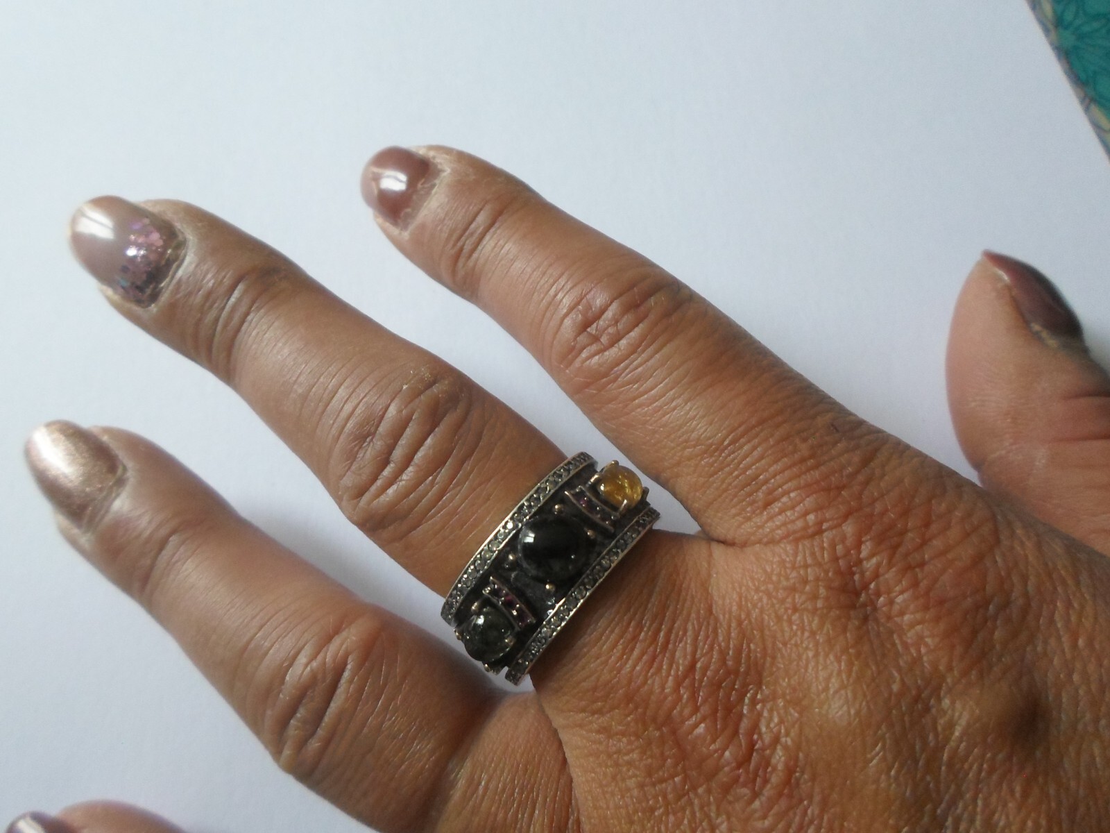 solid silver ring, multi stone ring, size 61/62 - image 3