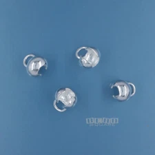 Solid Sterling Silver Round Knot Cover / Clamshell End Connector [Choose Size]