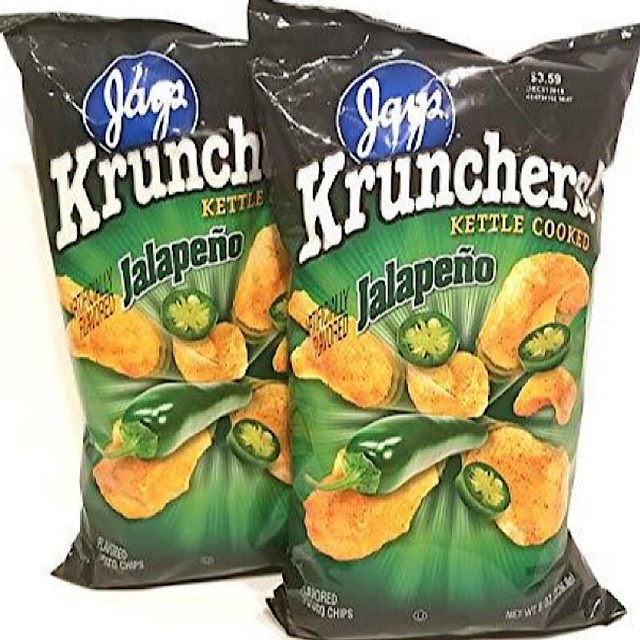 Jays Jalapeno Krunchers Big Bag, Kettle Cooked Potato Chips. (Pack Of 2