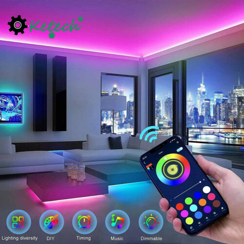100Ft 50Ft 5M10m LED Strip Lights 5050 Music Sync Bluetooth APP Remote Kit L2KO - Picture 3 of 9