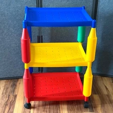 Crayon Theme Primary Colors 3 Tier Plastic Cart on Casters Wheels RARE HTF