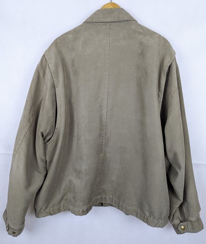 VINTAGE Gary Player Jacket Taupe 2XL Faux Suede Bomber Jacket full zip coat - Picture 2 of 13