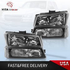 Black Headlights Bumper Signal Lamp Fits For 2003-2006 Chevy Silverado Avalanche Black Headlights Bumper Signal Lamp Fits For 2003-2006 Chevy Silverado Avalanche