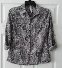 $44 NWT NY Collection Petites Womens Pocket Button Down Blouse Top PS Small