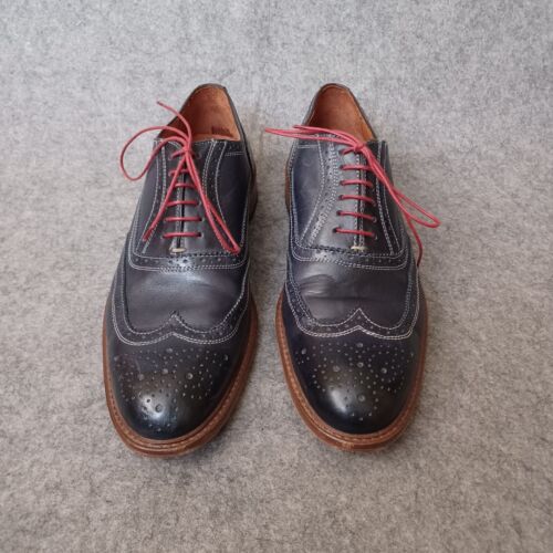 Mercanti Fiorentini Mens Shoes 8M Blue Gray Leather Wingtip Dress Lace Up Italy - Picture 3 of 18