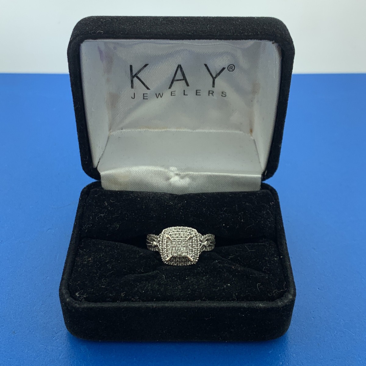 Kays Jewelers 10K White Gold Princess Diamond Top Double Halo