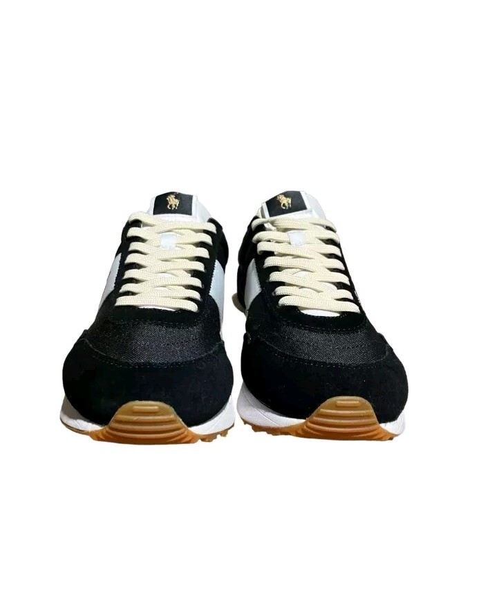 Polo Ralph Lauren Uomo 11.5D Nero Scamosciato Treno 89 Pony Sneakers Basse Classiche