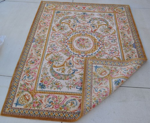Alfombra de lana francesa Savonnerie | alfombra de área de lana gruesa y de felpa anudada a mano 9'x12' - Imagen 9 de 12