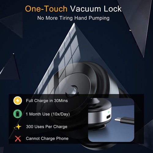 Car Phone Holder Magnetic Vacuum Mount 360° Adjustable Lock for Smartphones - Photo 10 sur 11