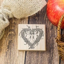 Heart Wreath Art Rubber Stamp